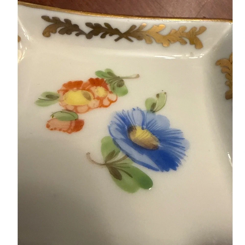 Dresden butter pat dishes set of 4 floral gold antique porcelain painted trinket